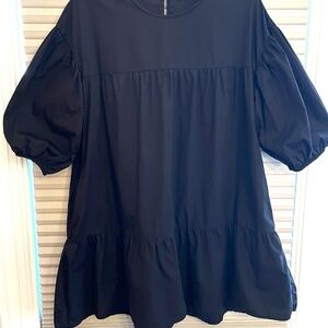 Perfect Black Cotton Casual Dress by Pull& Bear